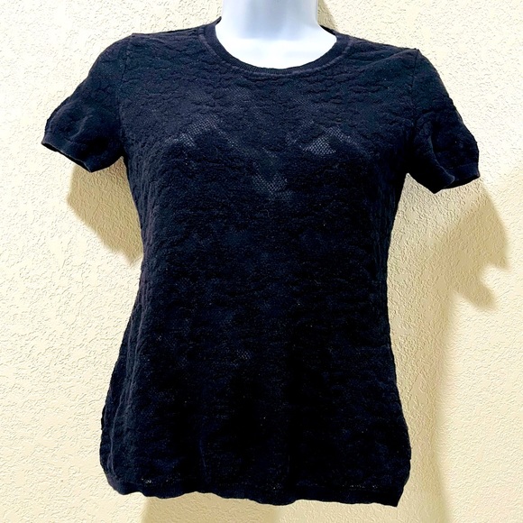 Rag and Bone black lace semi-sheer fitted tee | XS - Picture 1 of 3